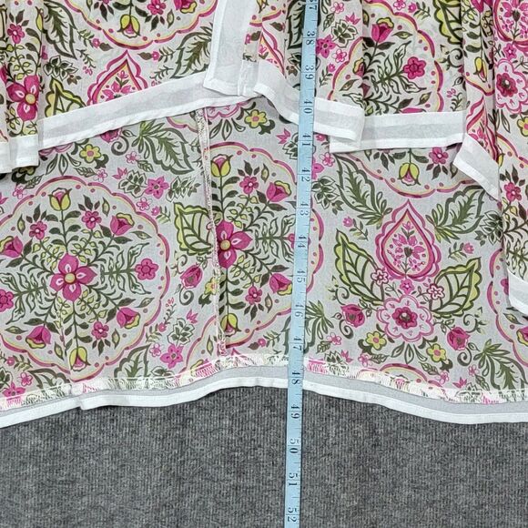 Torrid Kimono 00 Womens M/L Pink Floral Sheer Chiffon Cottagecore Boho Duster - Picture 4 of 11